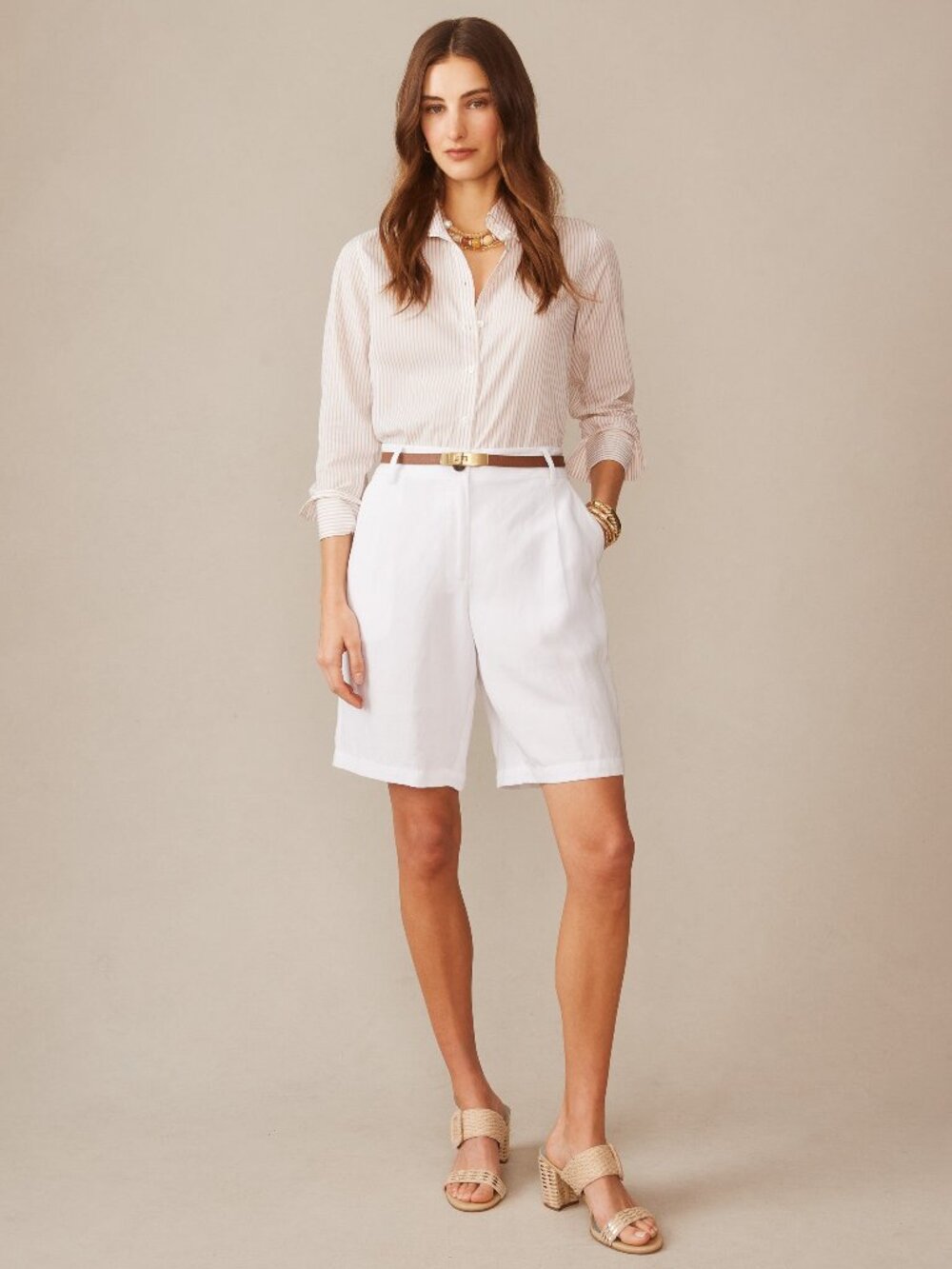 J McLaughlin Cooper Linen Blend Shorts - White NEW